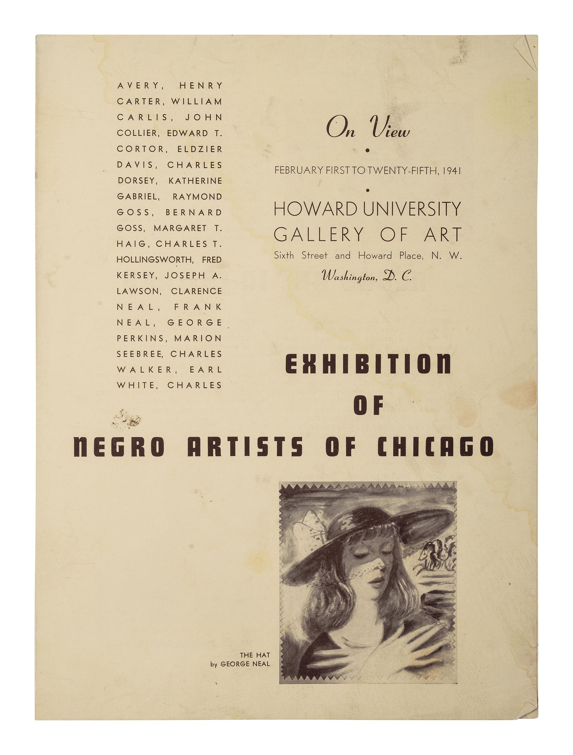 [ART]. MacLeish, Norman. Exhibition of Negro Artists of Chicago . Washington, DC: Howard University Gallery of Art, 1941.