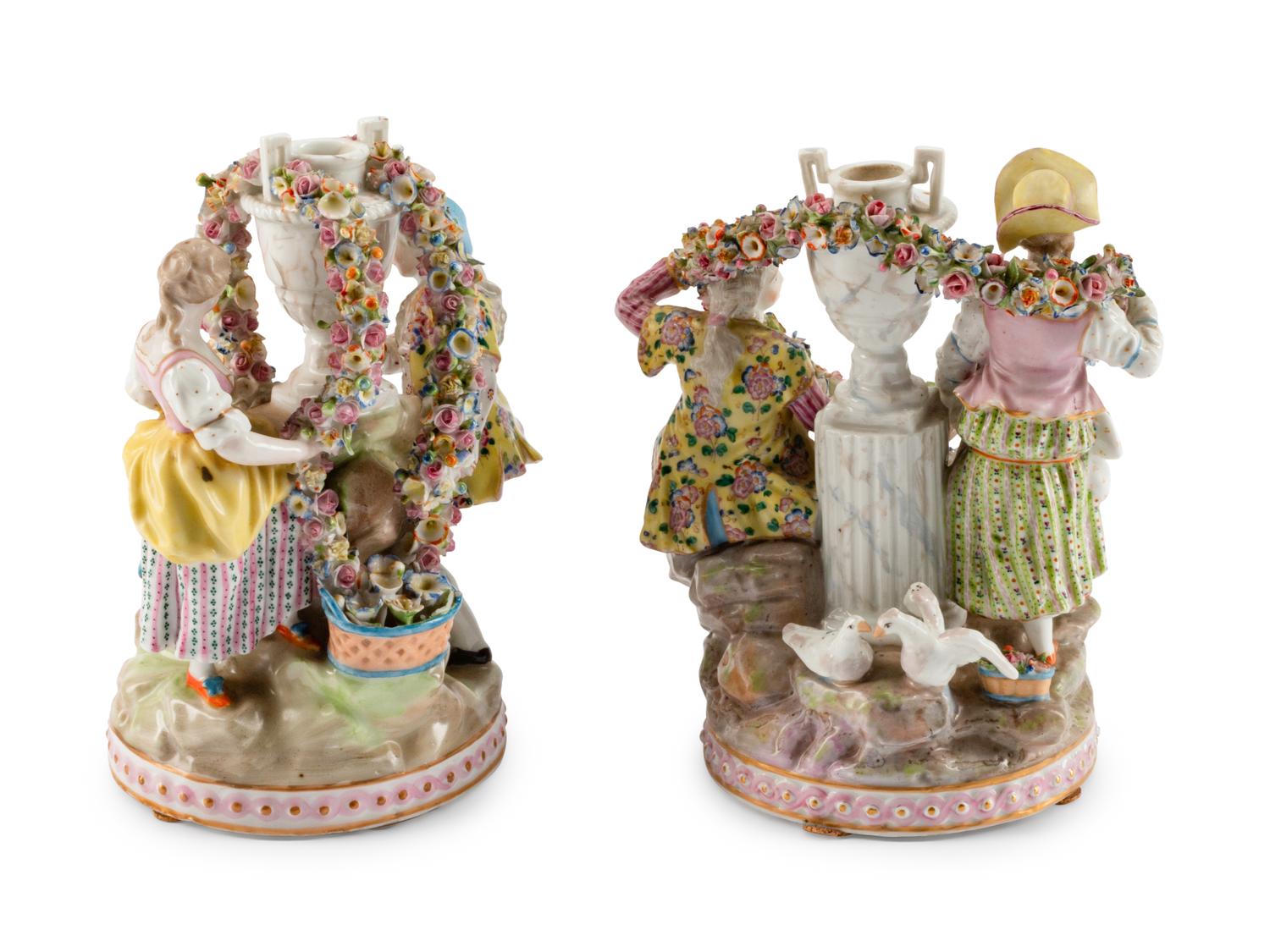 A Pair of German Porcelain Figural Groups — 19TH CENTURY