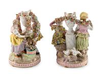 A Pair of German Porcelain Figural Groups — 19TH CENTURY