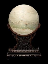 Three Chinese Hardstone Inset Serpentine Table Screens