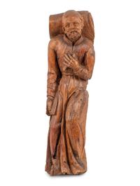 An Italian Carved Wood Figural Appliqué of a Saint