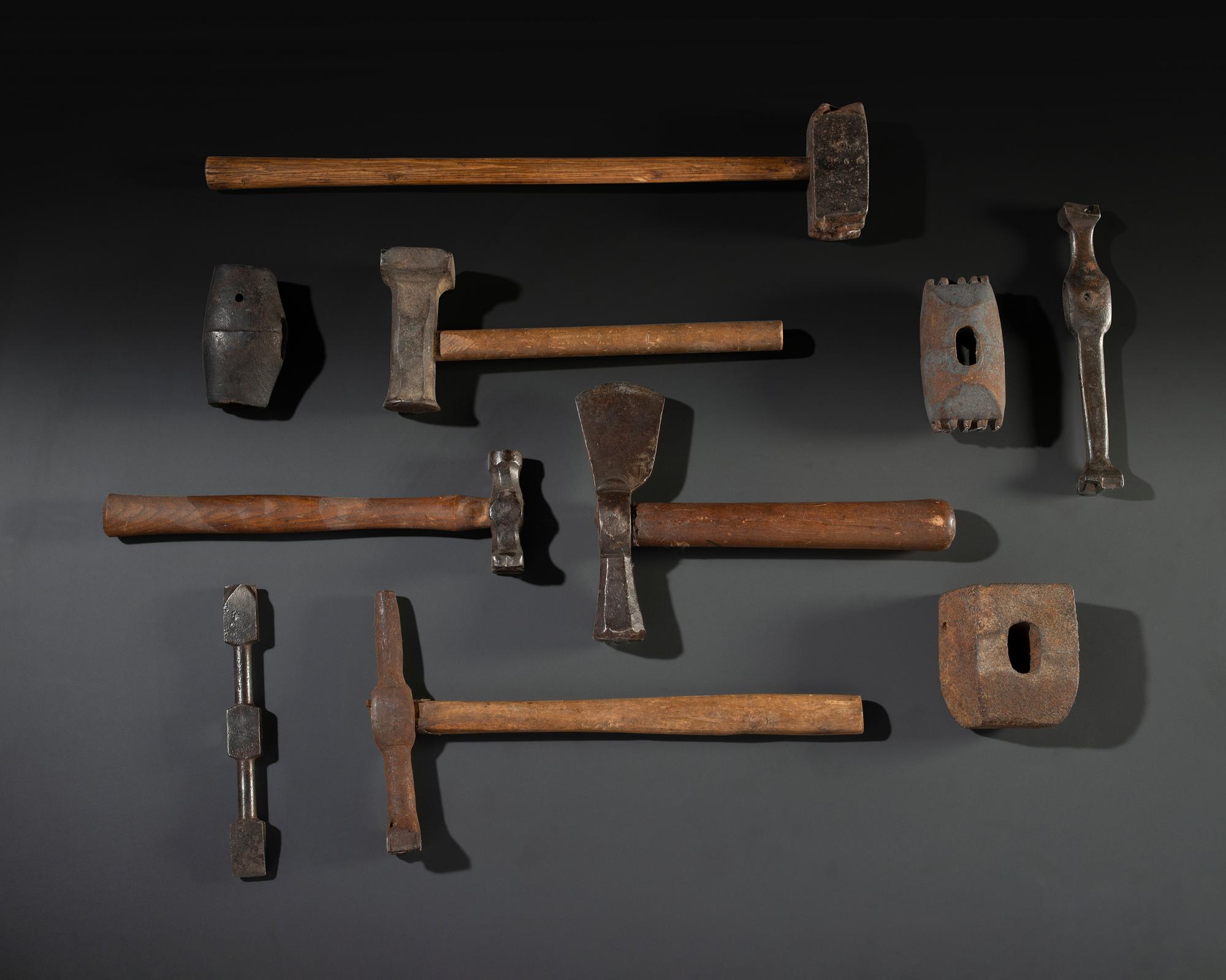 Ten Cast Iron Logging Stamps and Hammers