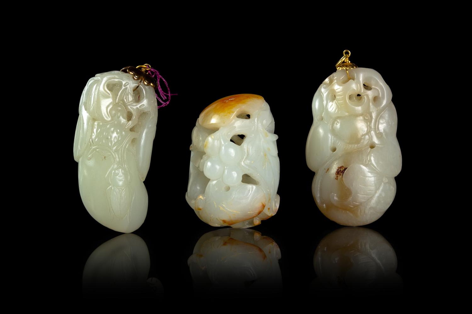 Three Pale Celadon Jade Carvings