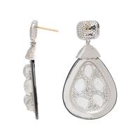 MOONSTONE, BLACK ONYX, AND DIAMOND EARRINGS