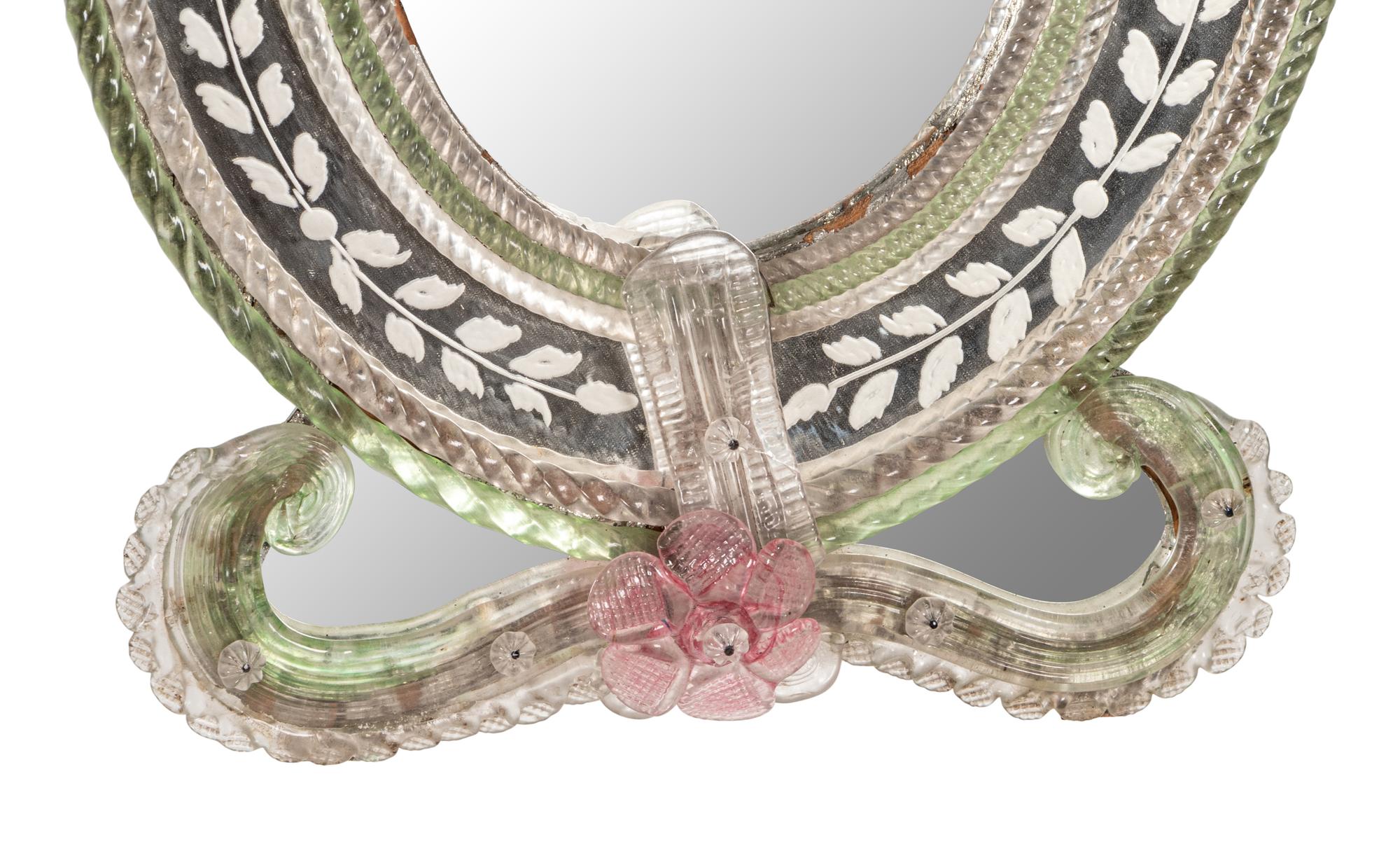 Two Small Venetian Style Etched Glass Mirrors
