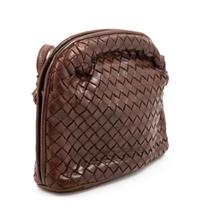 A Bottega Veneta Brown Intrecciato Small Shoulder Bag, 6" H x 8.25" W x 2" D; Strap drop: 10".