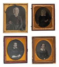 [EARLY PHOTOGRAPHY]. A collection of 19 daguerreotypes, ambrotypes, and tintypes of older women, including:
