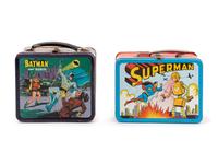 An Aladdin Industries "Batman & Robin" Lunch Box and a "Superman" Lunch Box