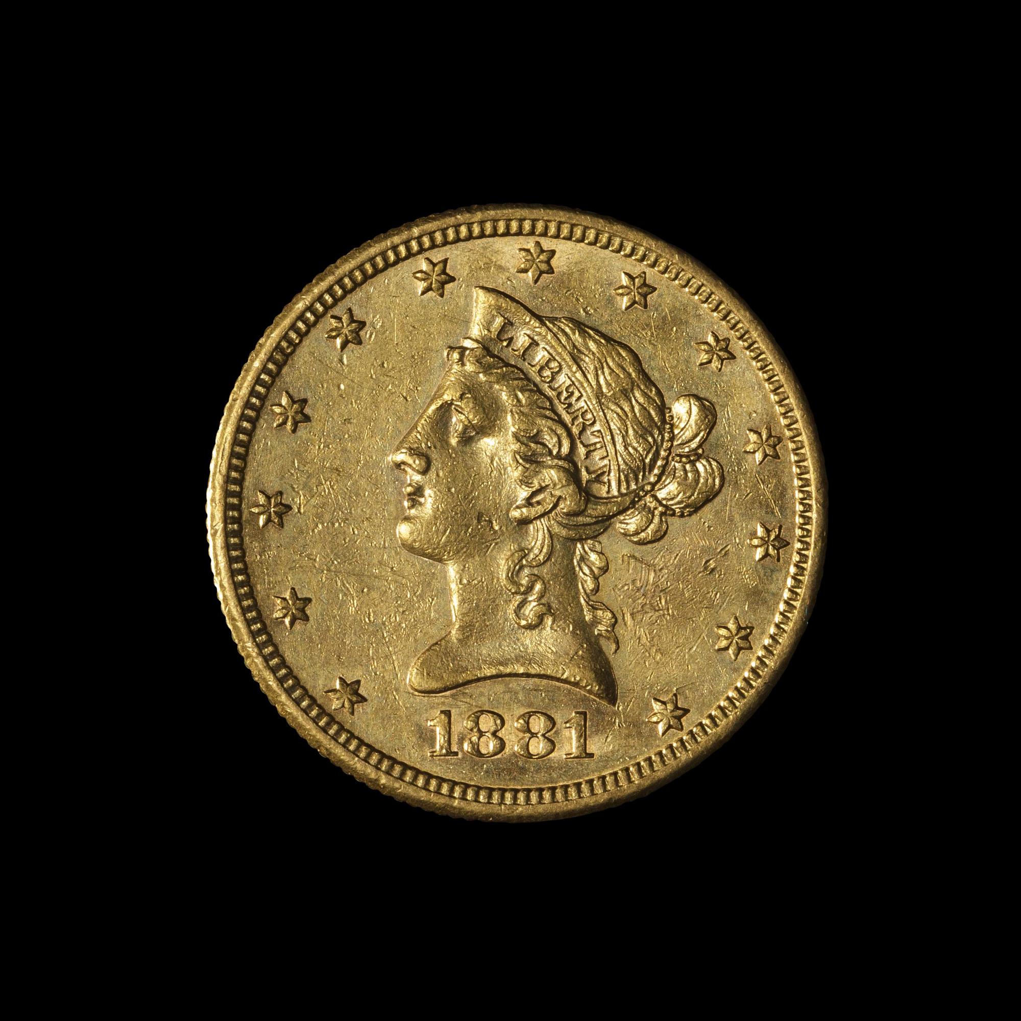 An 1881-S $10 Liberty Head Gold Coin