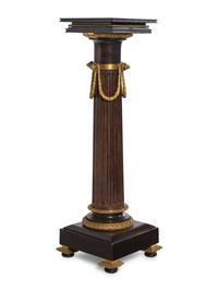 A Continental Gilt Bronze Mounted Walnut Pedestal