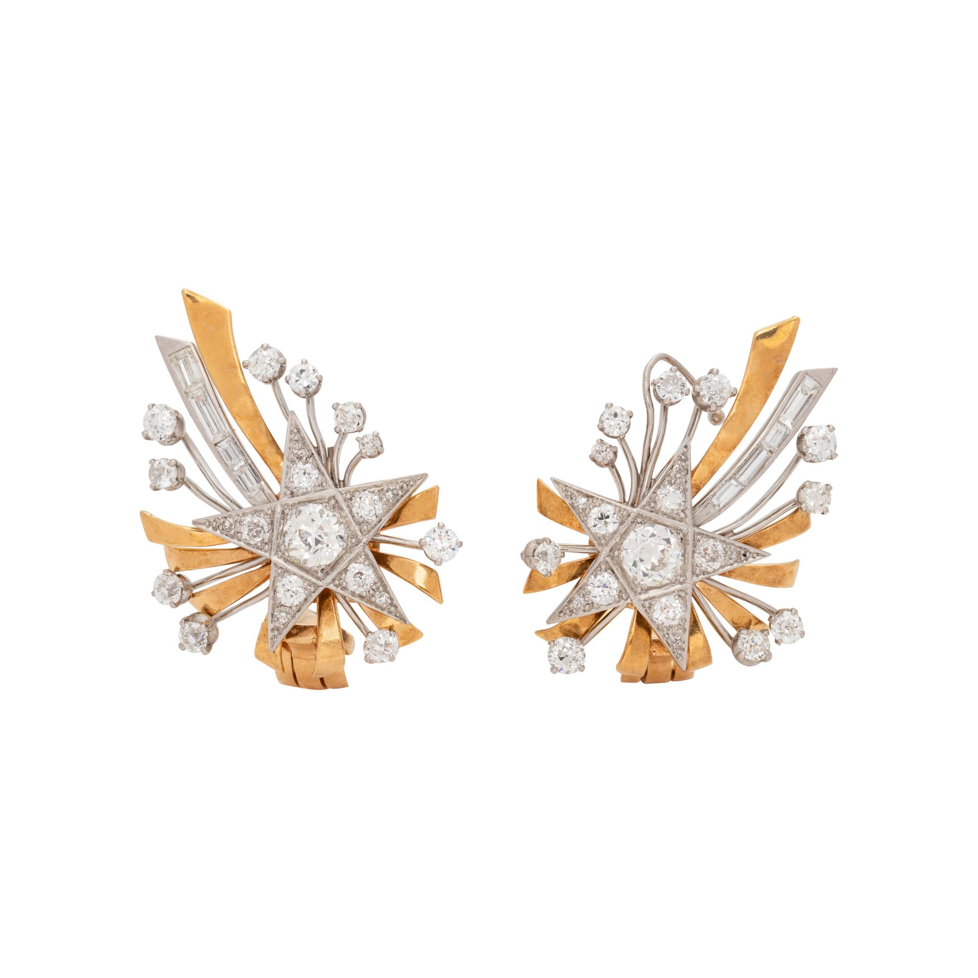 RETRO, DIAMOND STAR EARCLIPS