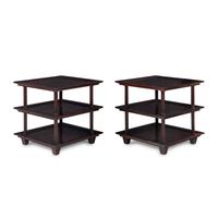 A Pair of Barbara Barry for Baker Three-Tier Mahogany Side Tables