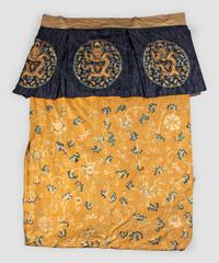 A Large Yellow Ground Embroidered Silk 'Dragon' Curtain