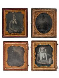 [EARLY PHOTOGRAPHY]. A collection of 19 daguerreotypes, ambrotypes, and tintypes of older women, including: