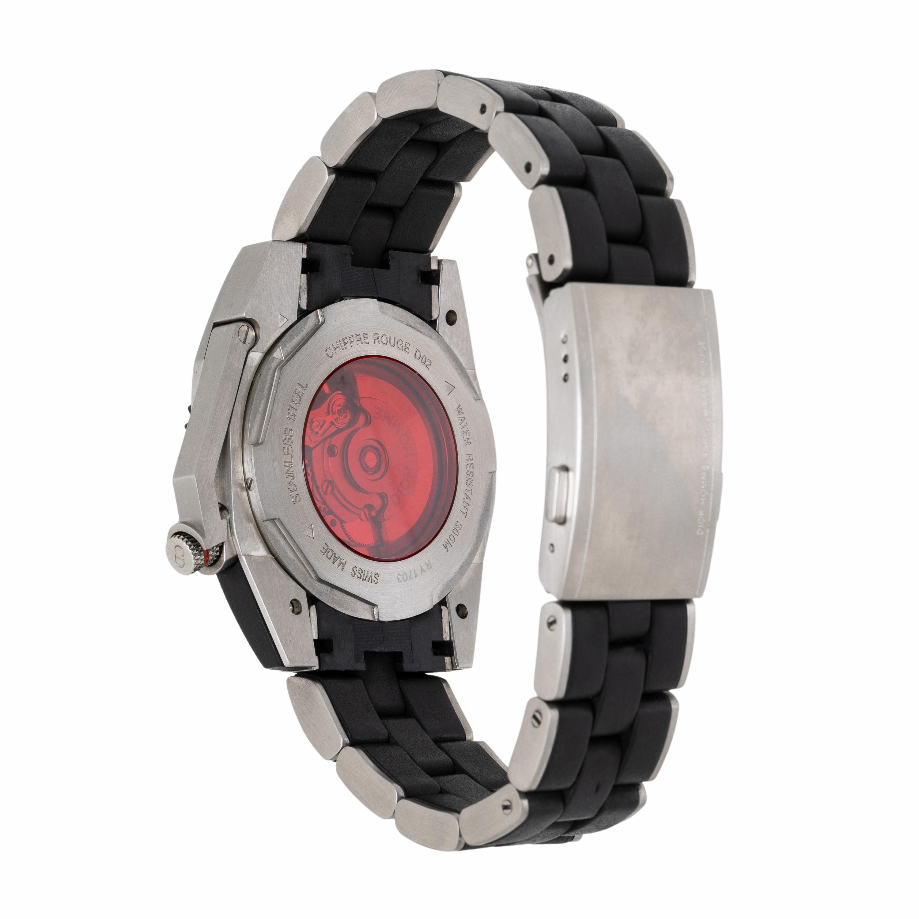 Dior, Steel and Black Rubber 'Chiffre Rouge D02' Watch