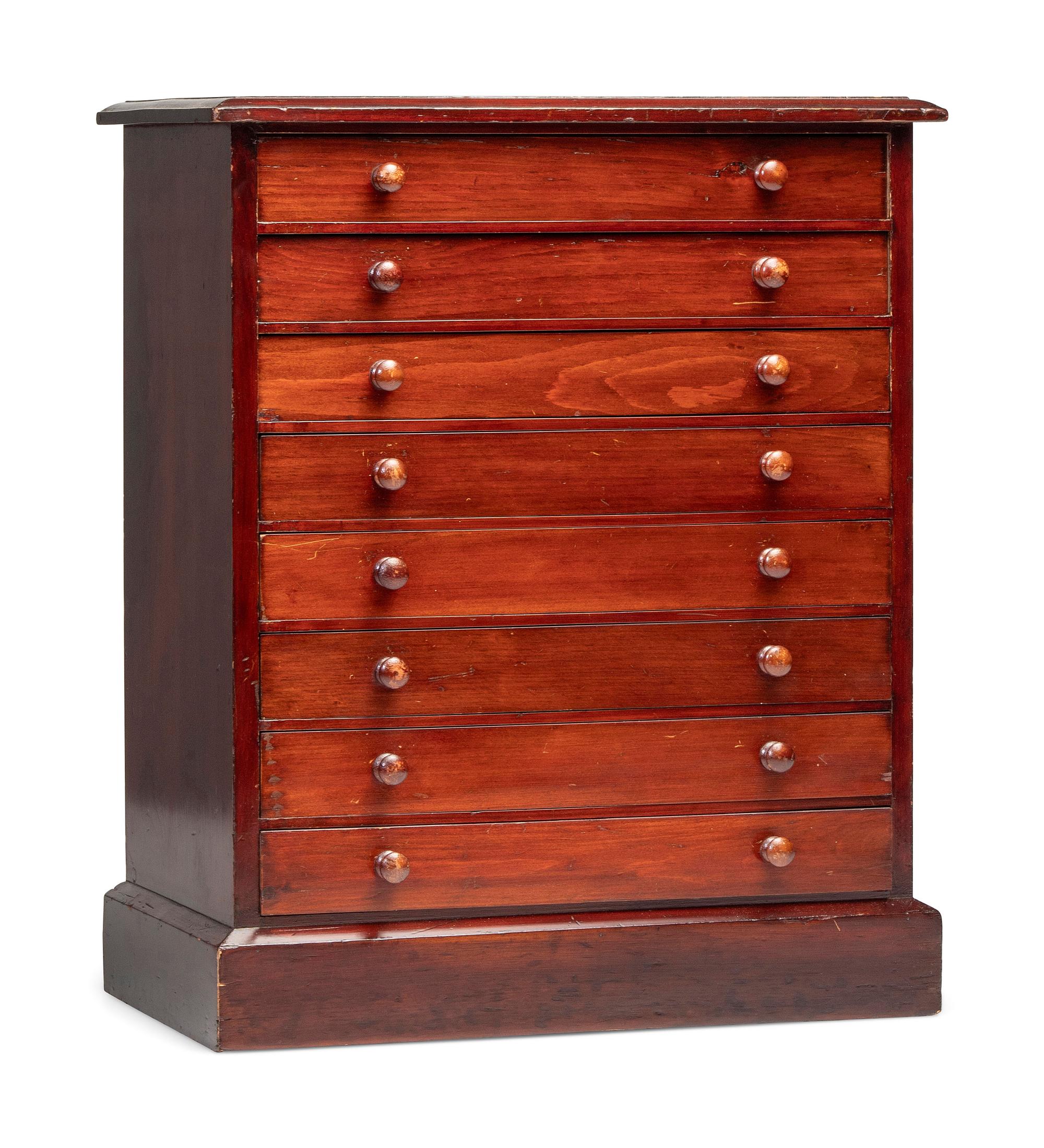 An Eight-Drawer Mahogany Lepidopterological Specimen Cabinet