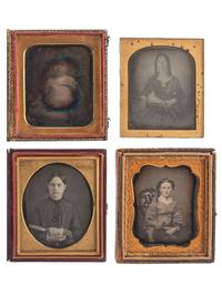 [EARLY PHOTOGRAPHY]. A group of 13 cased images featuring sitters holding fans, including: