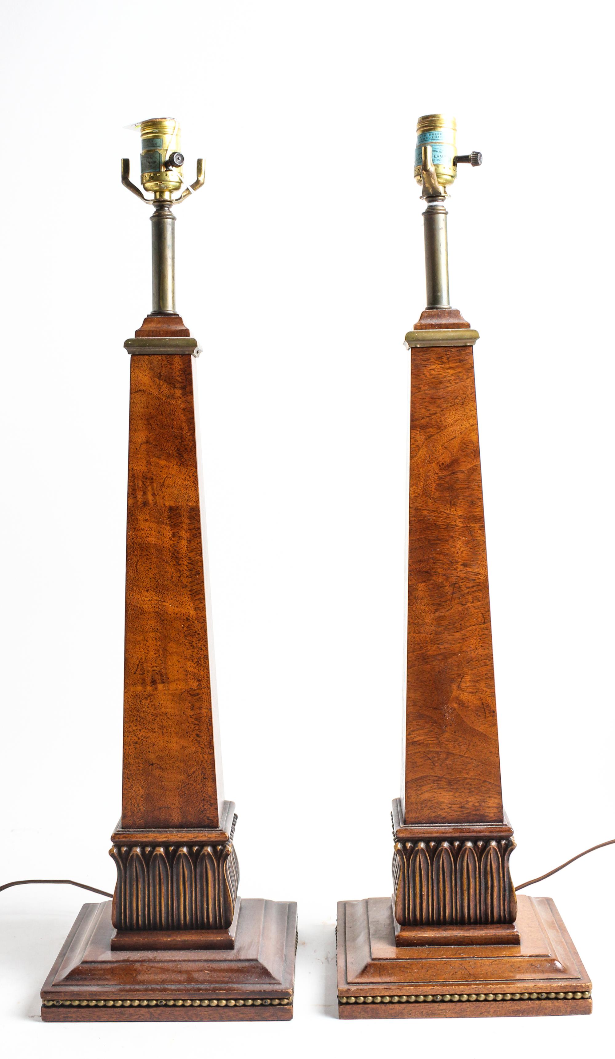 A Pair of Table Lamps Height overall 27 inches.