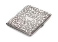 A Silver Cigarette Case, 20th Century, of rectanguar form with allover foliate decoration.