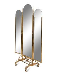 A Tri-Fold Brass Cheval Mirror