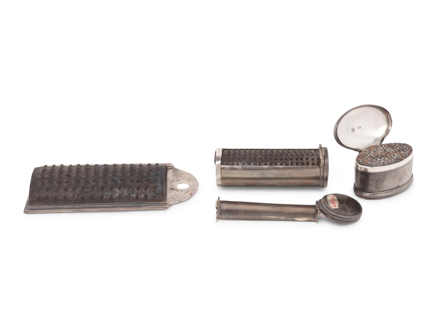 A Group of Three Bateman Family Silver Nutmeg Graters