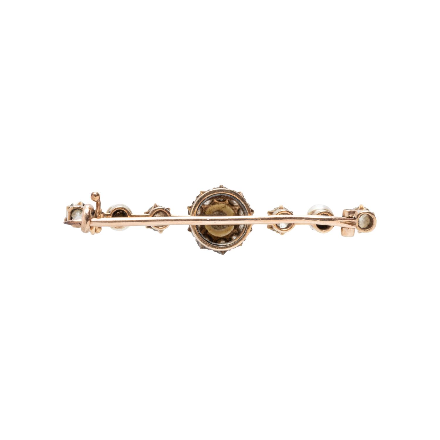 ANTIQUE, CULTURED PEARL AND DIAMOND BROOCH