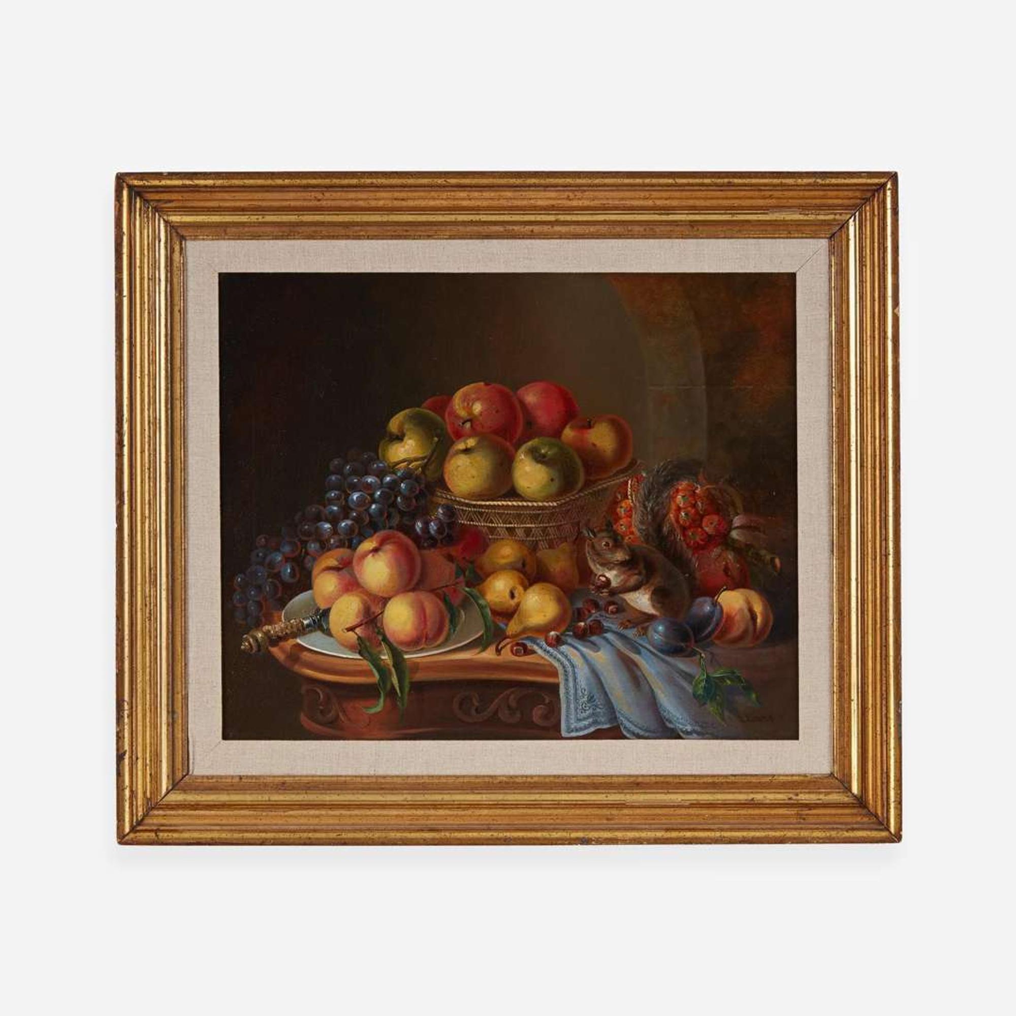 William M. Lanning (American, B.C. 1837-1860) Still Life with Fruit and Squirrel