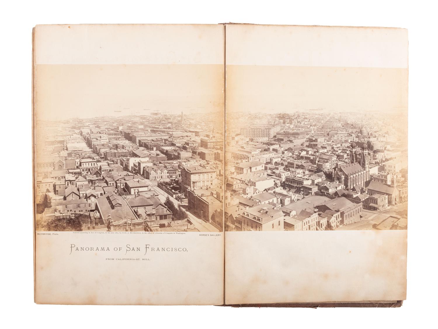 [WESTERN AMERICANA]. MUYBRIDGE, Eadweard (1830-1904), photographer. Panorama of San Francisco from California St. Hill . 1877. 11-panel albumen photograph panorama.