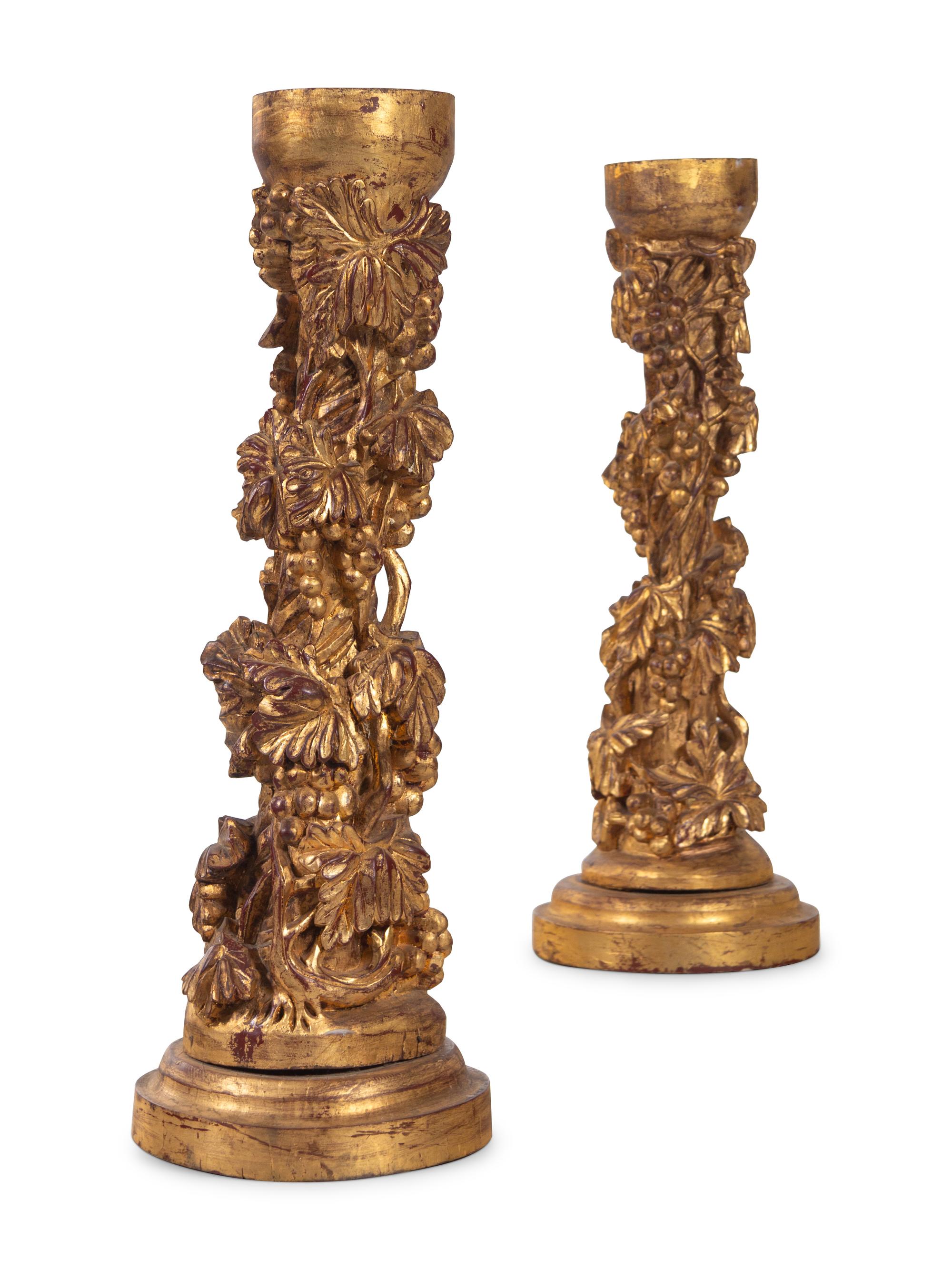 A Pair of Continental Giltwood Pedestals
