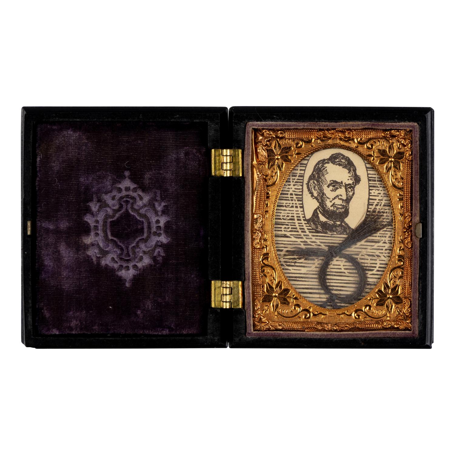 [LINCOLN, Abraham (1809-1865)]. A substantial lock of hair purportedly removed from Lincoln's head during his autopsy, 15 April 1865.