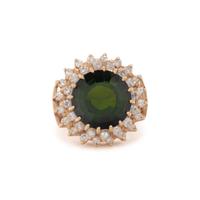 GREEN TOURMALINE AND DIAMOND RING