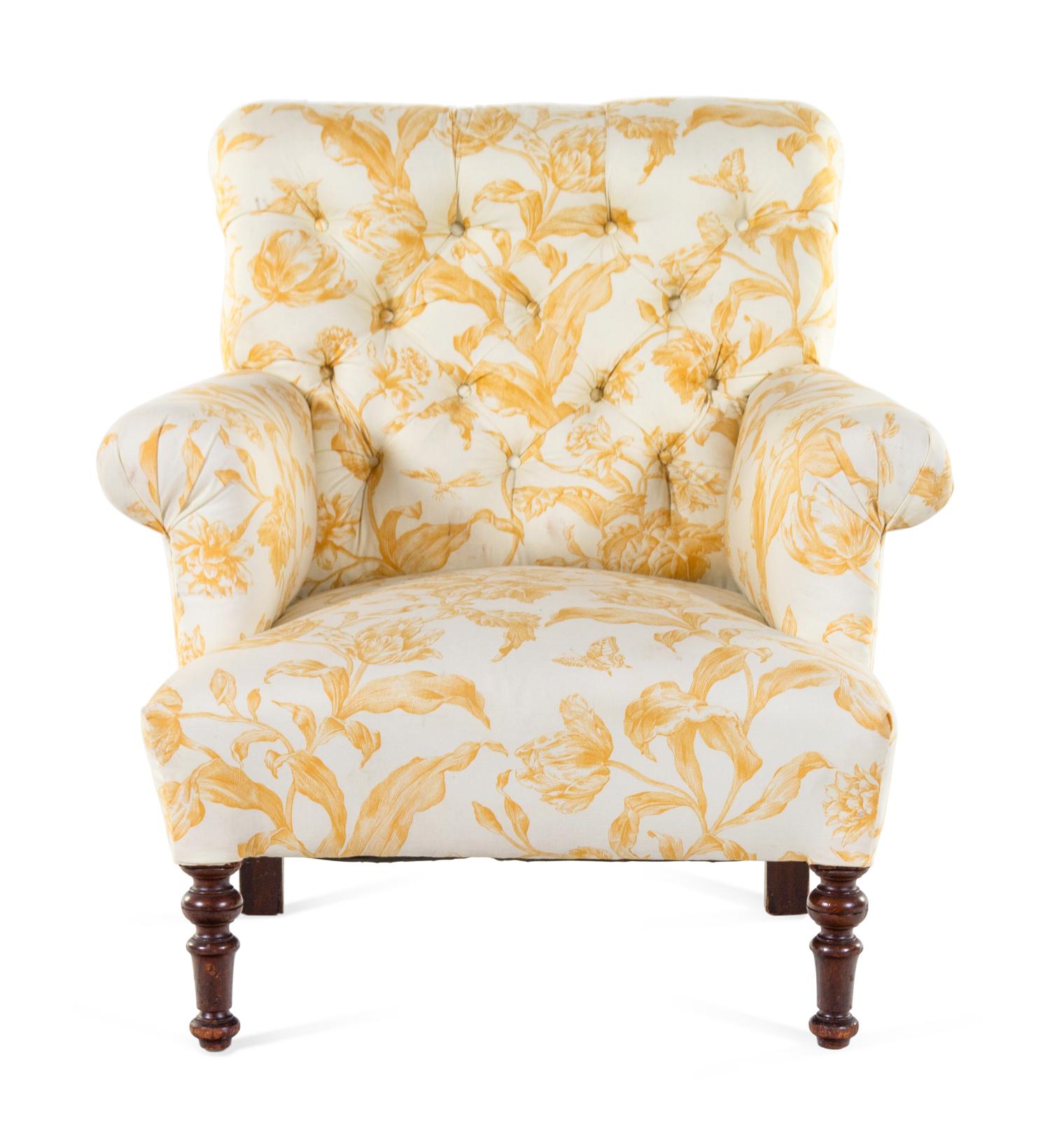 A William IV Style Button Tufted Mahogany Easy Chair