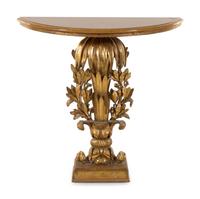 A Neoclassical Carved Giltwood and Marble-Top Demilune Console Table