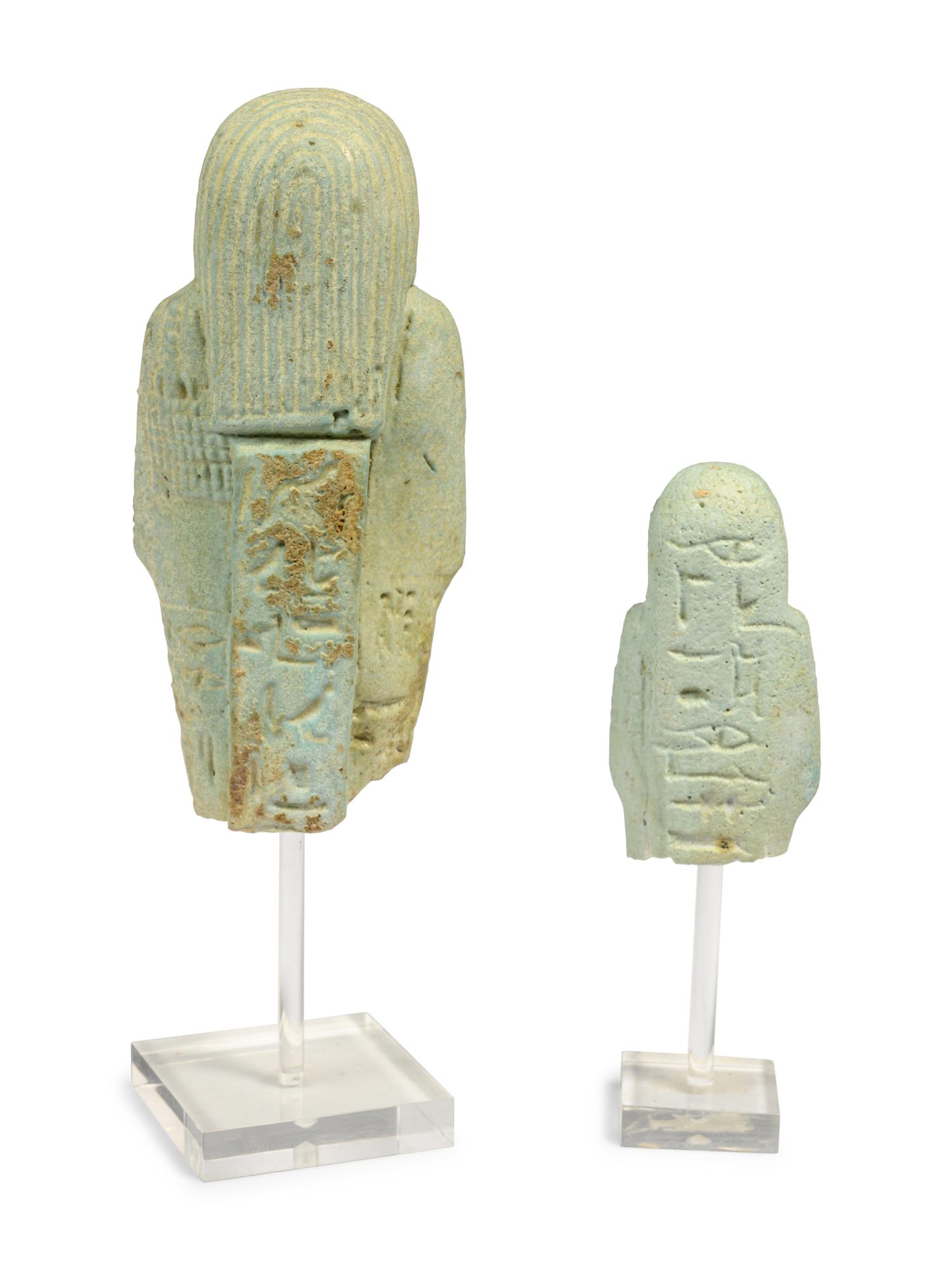 Two Egyptian Faience Ushabti Fragments
