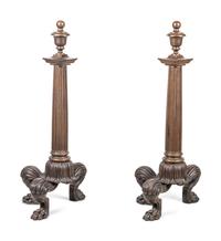 A Pair of Continental Bronze Andirons