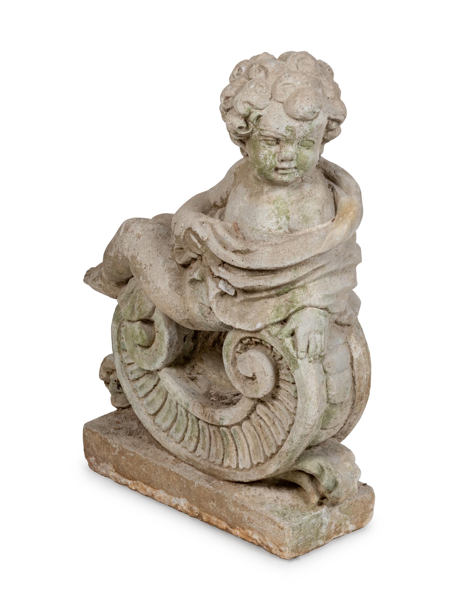 A Cast Stone Garden Cherub