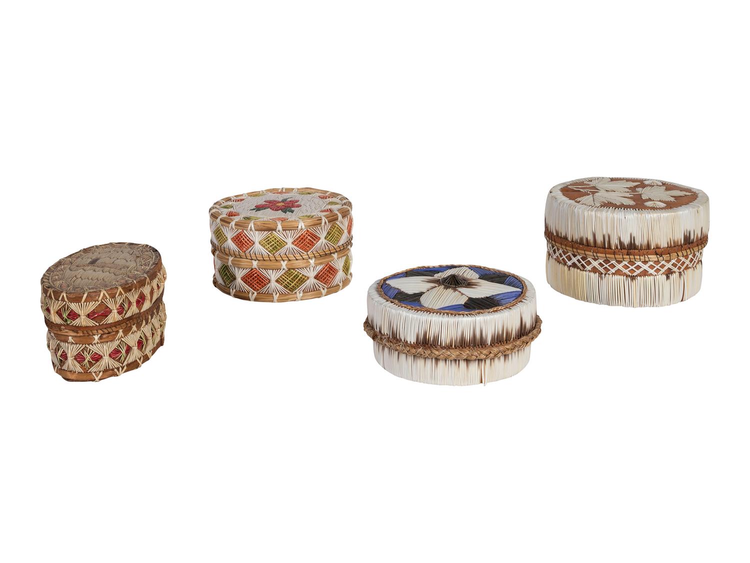 Northeastern or Great Lakes Quilled Birchbark Boxes