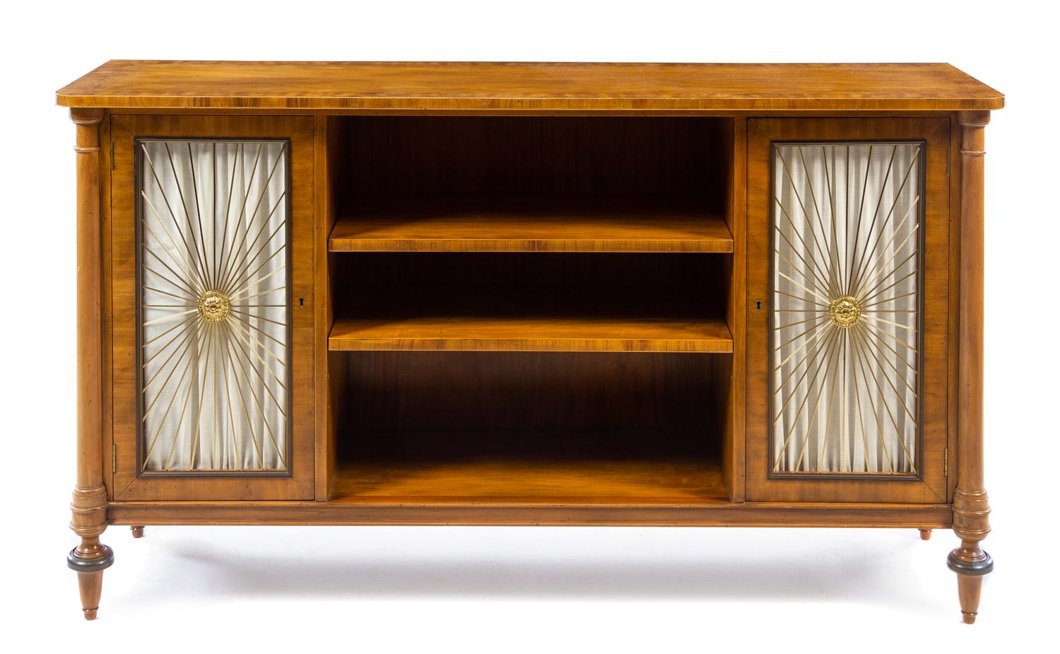 A Regency Style Mahogany Console Cabinet Height 34 x width 60 1/2 x depth 16 1/4 inches. — BAKER, 20TH CENTURY
