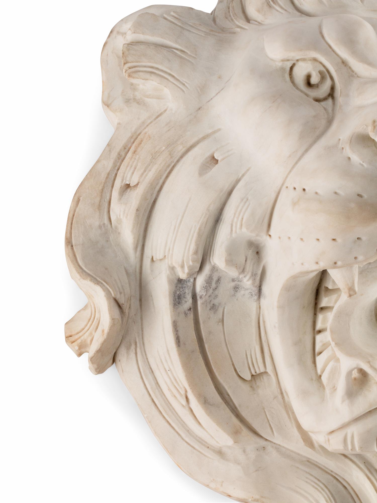 A Continental Marble Lion Mask