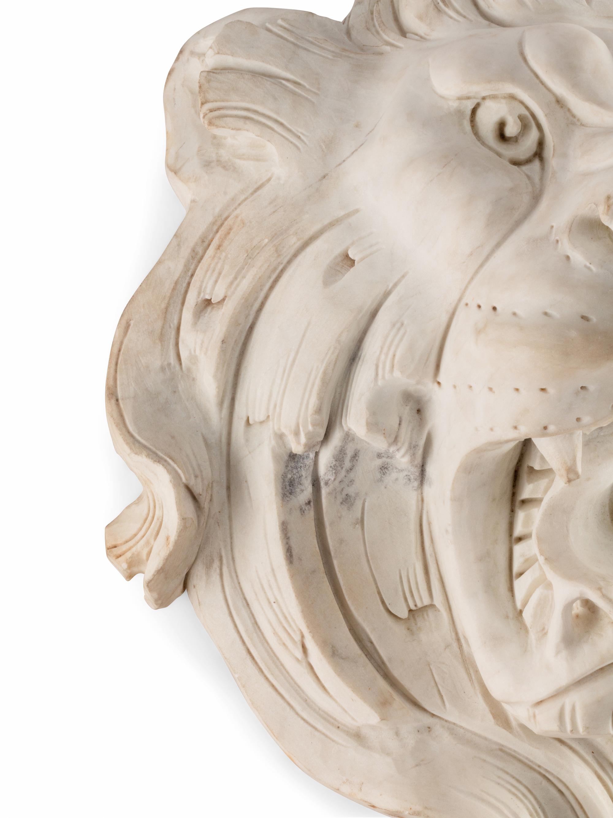 A Continental Marble Lion Mask