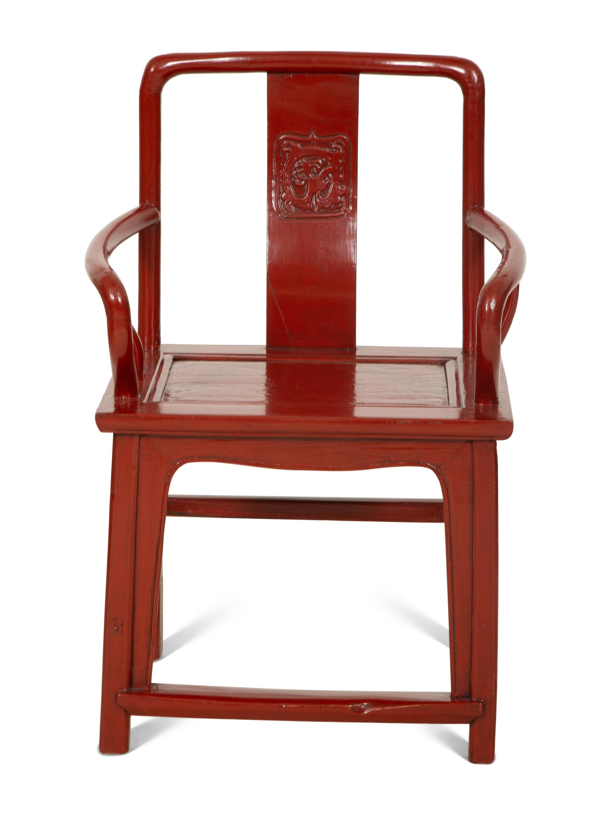 A Chinese Red Painted Armchair