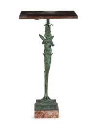 An Italian Patinated Bronze Marble-Top Pedestal Table Cast by the Chiurazzi Foundry