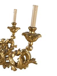 A Louis XV Style Giltwood Six-Light Chandelier