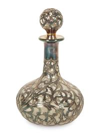 An American Silver Overlaid Glass Scent Bottle