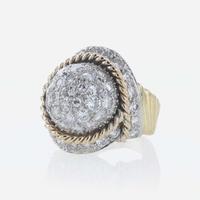 An 18K Yellow Gold Ring with Pavé Diamonds