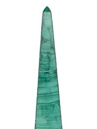 A Pair of Malachite Veneered Obelisks