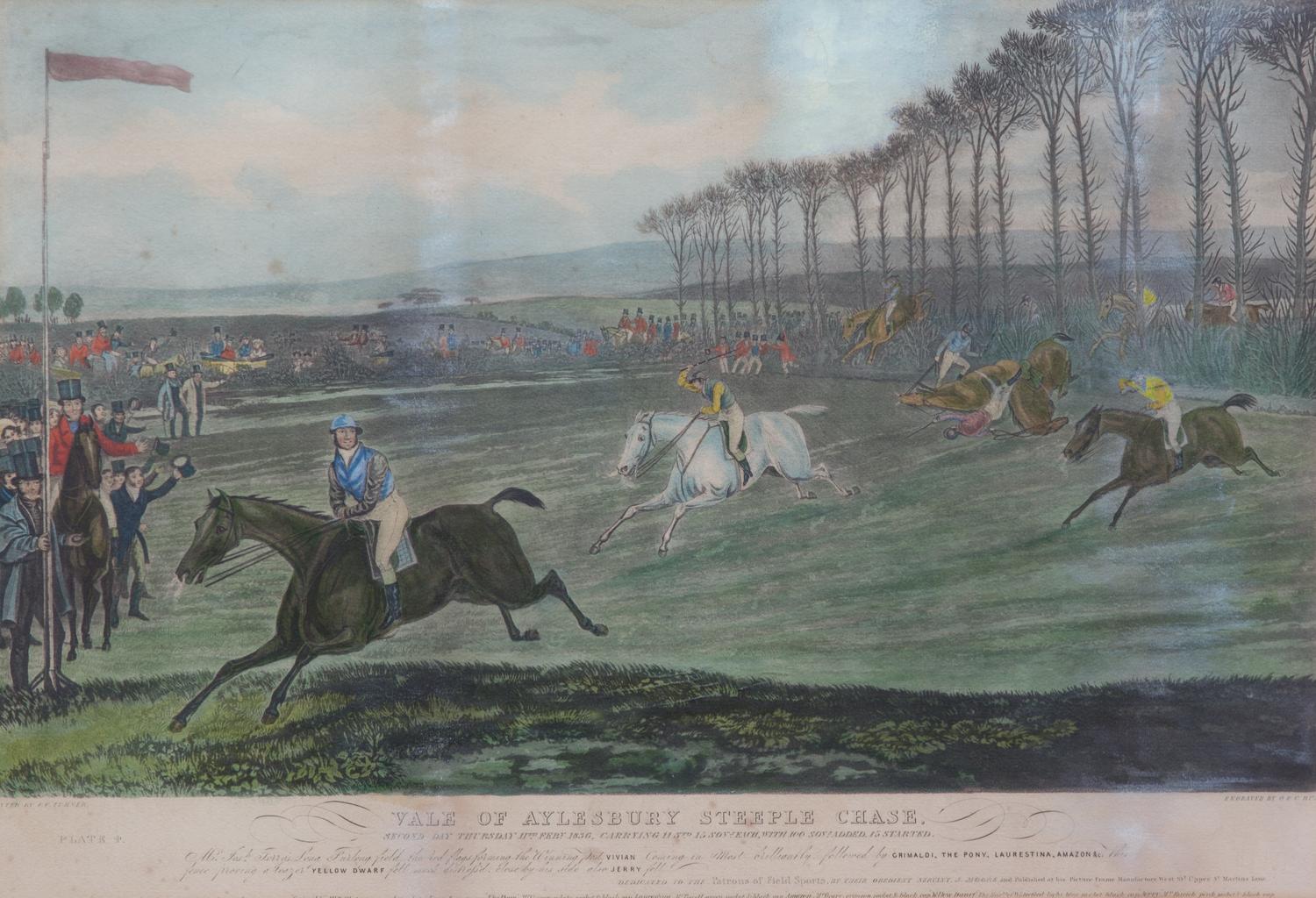 Francis Calcraft TURNER, after Image 13 x 21 3/4 inches. — Vale of Aylesbury Steeple Chase, Plates I-IV