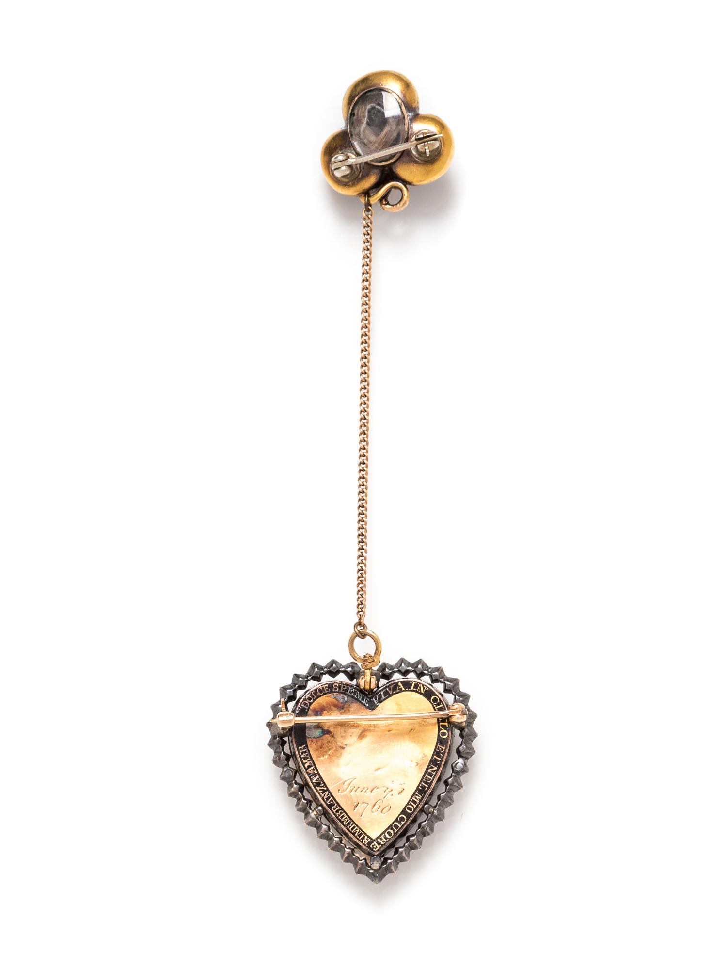 A Silver, Yellow Gold, Diamond, Garnet, Ruby and Enamel Double Mourning Brooch, Circa 1760,