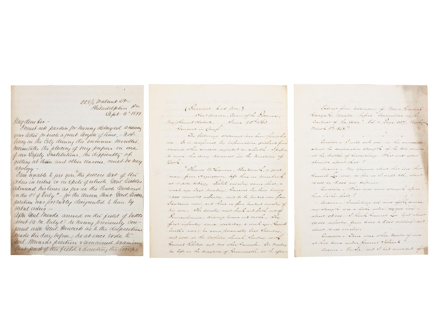 [CIVIL WAR]. Military reports, maps, post-war letters from Union and Confederate officers, and other papers gathered by Union Army officer Louis-Philippe-Albert d'Orléans, comte de Paris (1838-1894), while conducting research for his book History of the Civil War in America .