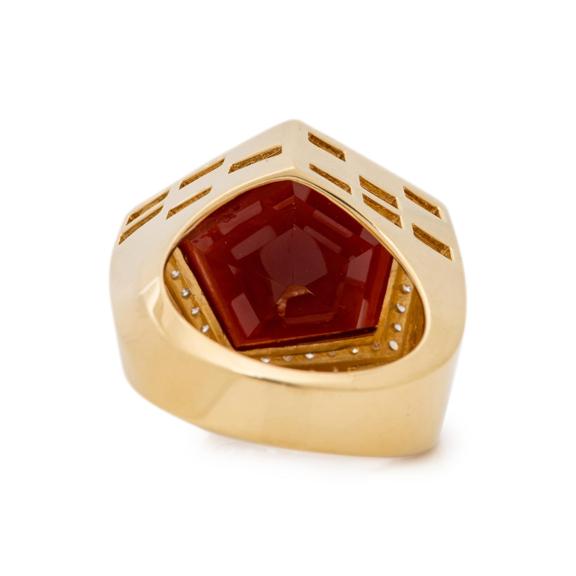 ANDY GOTZ, CARNELIAN AND DIAMOND RING